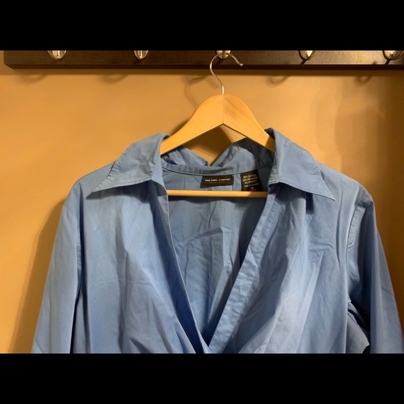 New York and Co Pullover Cross Waist Blouse - Picture 2 of 5